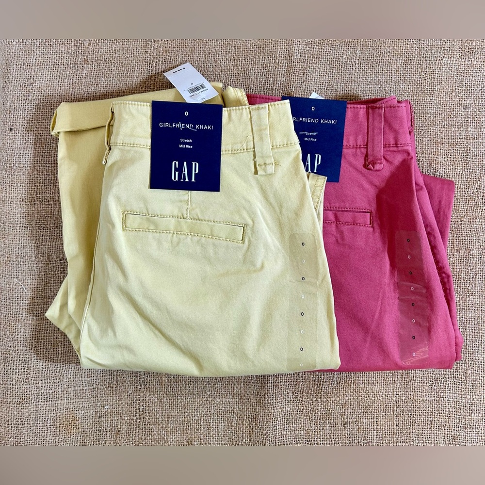 GAP Girlfriend Khaki Pants in Yellow and Pink - BUNDLE